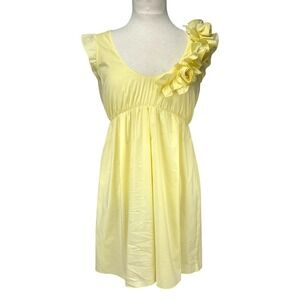 PATRIZIA PEPE 3D Floral Ruffle Yellow Asymmetrical Mini Dress Size 40 IT S